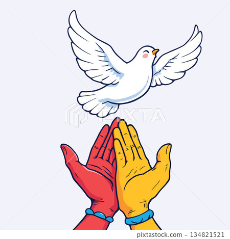 Vsai hands releasing white dove symbolizing peace unity and freedom 134821521