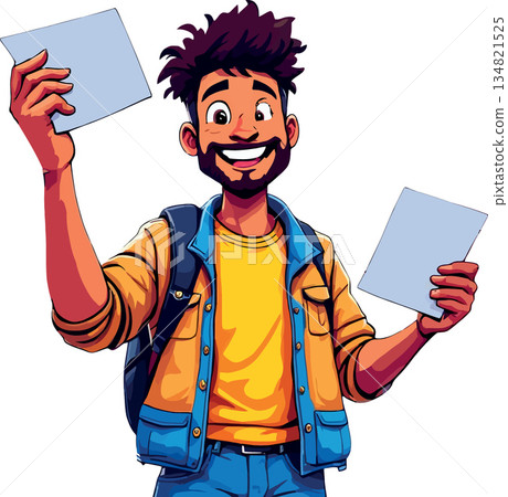 Vsai happy young man student holding documents Vsai happy young man student holding documents 134821525