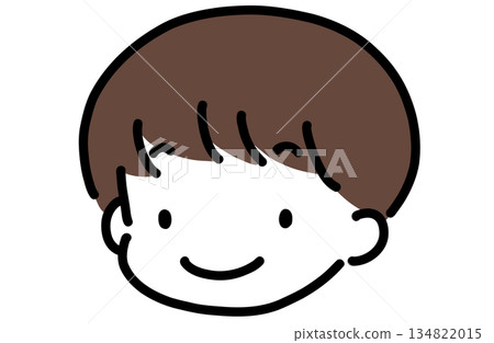 Cute hand-drawn simple illustration of a boy's face Cute hand-drawn simple illustration of a boy's face 134822015