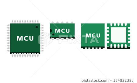 Control illustration showing the structure and package differences of microcontroller MCU chips Control illustration showing the structure and package differences of microcontroller MCU chips 134822383