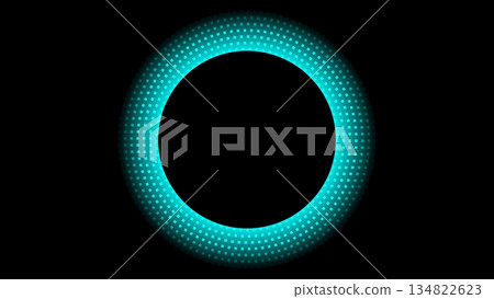 Futuristic Glowing Neon Ring Circle on Black Technology Background 134822623