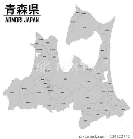 日本向量插圖地圖:青森縣地圖 日本向量插圖地圖:青森縣地圖 134822742