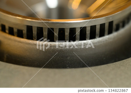 Close-up of the burner part of a gas stove 134822867