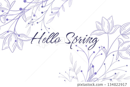 Delicate banner with silhouettes of flowers and herbs 134822917