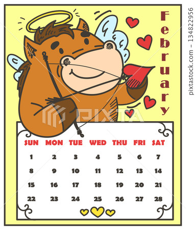 Calendar for February 2025 vector isolated. 134822956