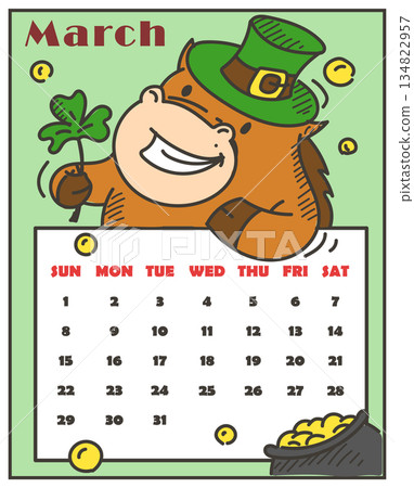 Calendar for March 2026 vector isolated 134822957