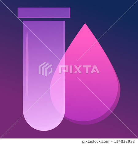 Test tube and blood drop icon 134822958