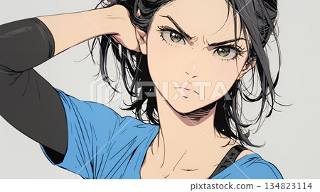 A young woman frowning, feeling doubt, worry, discomfort, dissatisfaction, etc. 134823114