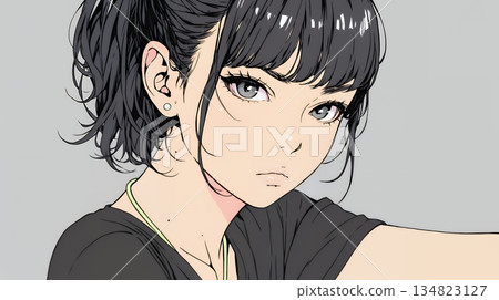 A young woman frowning, feeling doubt, worry, discomfort, dissatisfaction, etc. 134823127