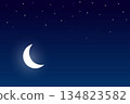 Moon and star in dark night 134823582