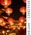 Beautiful traditional lanterns hanging during Chinese Lunar New Year. 134823938