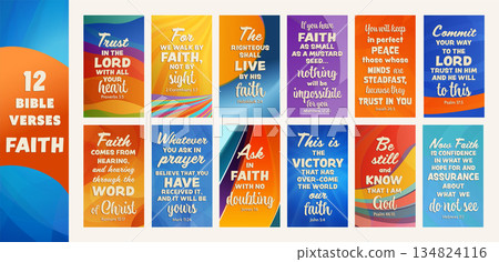 Set of Christian Bible verses focused on Faith for church social media and digital content Set of Christian Bible verses focused on Faith for church social media and digital content 134824116