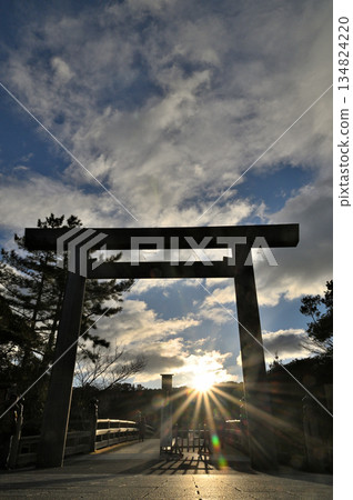 Sunrise from inside the torii gate 134824220