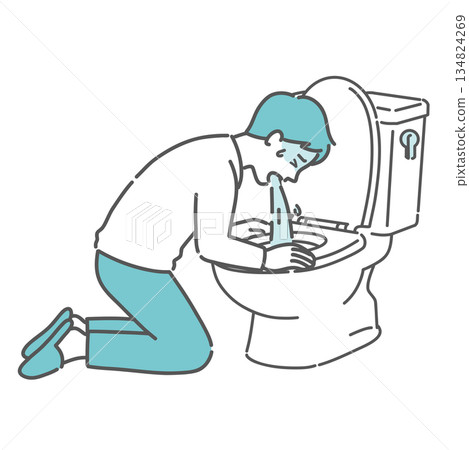 圖：一名男子在廁所劇烈嘔吐 134824269