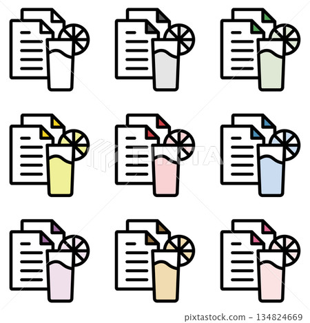 Illustration icon material set: Drink file 340 134824669