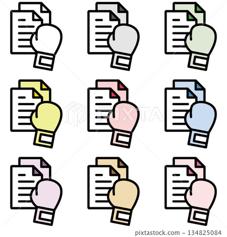Illustration icon material set: Boxing file 306 134825084