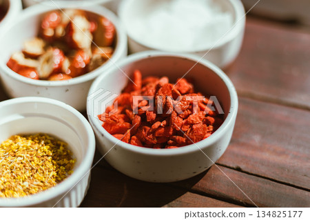 Various types of tea in ceramic cup Various types of tea in ceramic cup 134825177