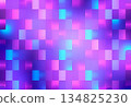 Abstract Purple and Blue Mosaic Pattern: Grid of Magenta, Cyan and Violet Squares with Soft Glows, Gradient Blurs, Modern Geometric Texture and Futuristic Shimmers for Tech Backgrounds, Web Graphics 134825230