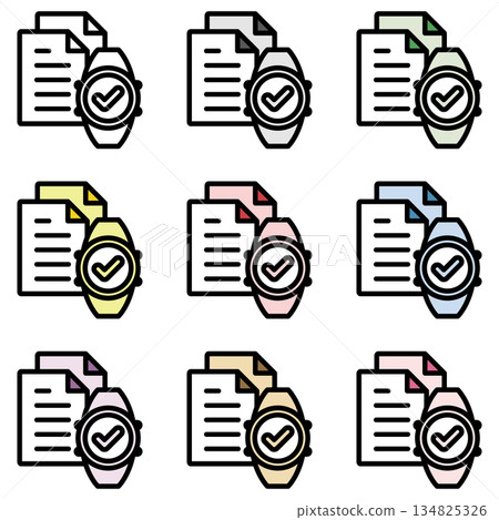 Illustration icon material set: Watch file 325 Illustration icon material set: Watch file 325 134825326