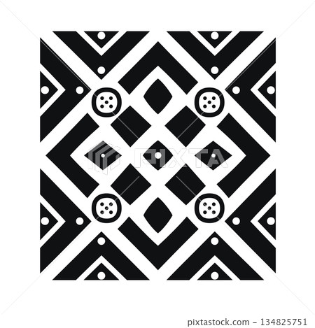 Abstract geometric pattern with squares, circles, and diamond shapes 134825751