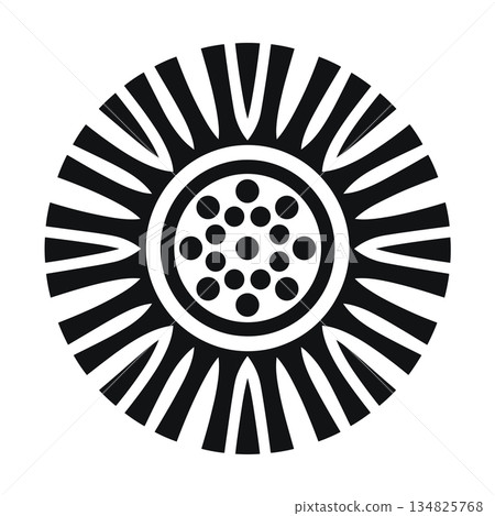 Black and white circular pattern with central dots and radiating lines Black and white circular pattern with central dots and radiating lines 134825768