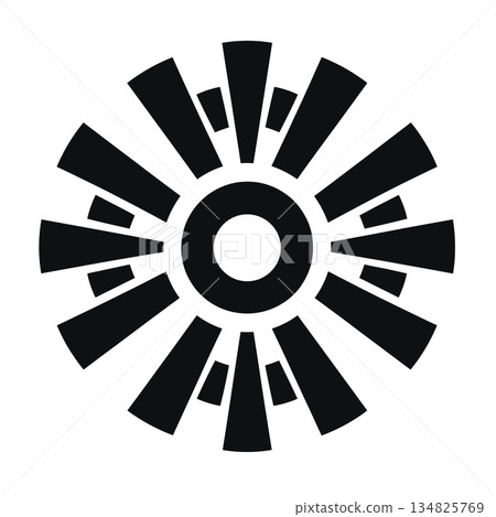Abstract design of geometric shapes creating a stylized sun Abstract design of geometric shapes creating a stylized sun 134825769