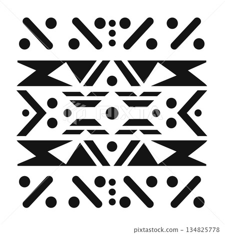 Black and white ethnic pattern with geometric shapes design 134825778