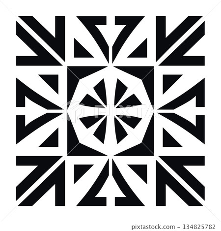 Geometric pattern with arrows and octagon in black and white design Geometric pattern with arrows and octagon in black and white design 134825782