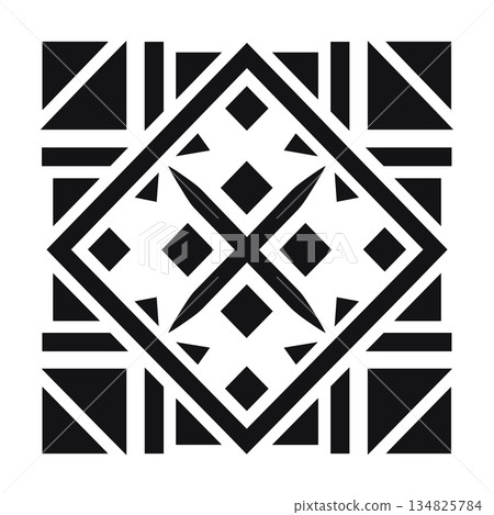 Geometric design featuring diamond, triangle, and rectangle shapes in black and white 134825784
