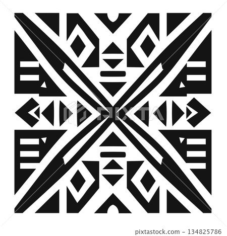 Black and white geometric pattern with triangles and diamonds 134825786