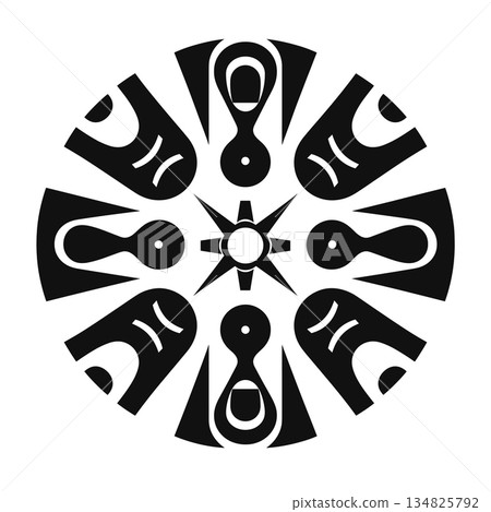 Abstract black and white geometric pattern in radial design Abstract black and white geometric pattern in radial design 134825792