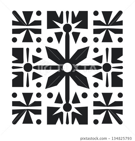 Black and white geometric pattern design for textile or wallpaper 134825793