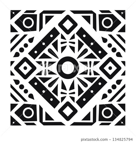 Geometric black and white pattern design with central circle element 134825794