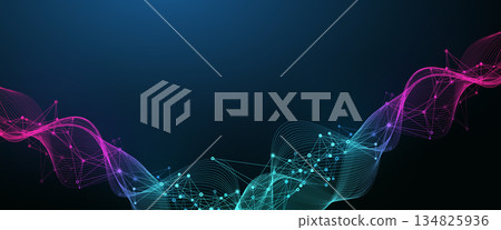 Abstract tech network connection dots illustration. Digital background and big data technology. Blue background with plexus lines. Geometric background with abstract mesh Abstract tech network connection dots illustration. Digital background and big data technology. Blue background with plexus lines. Geometric background with abstract mesh 134825936