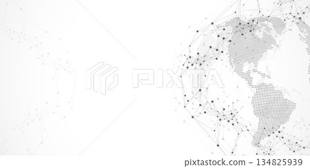 Global network connection banner design template. Header social network communication in the global business concept. Big data visualization. Internet technology 134825939