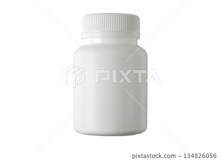 White plastic bottle mockup isolated on white background. Minimal packaging White plastic bottle mockup isolated on white background. Minimal packaging 134826056