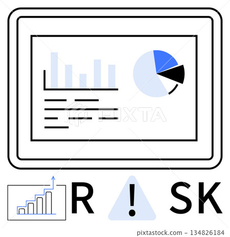 Financial analysis, business risk, data visualization, decision-making, investment strategies, forecasting. Tablet screen with bar chart and pie chart illustration. Financial analysis and business Financial analysis, business risk, data visualization, decision-making, investment strategies, forecasting. Tablet screen with bar chart and pie chart illustration. Financial analysis and business 134826184