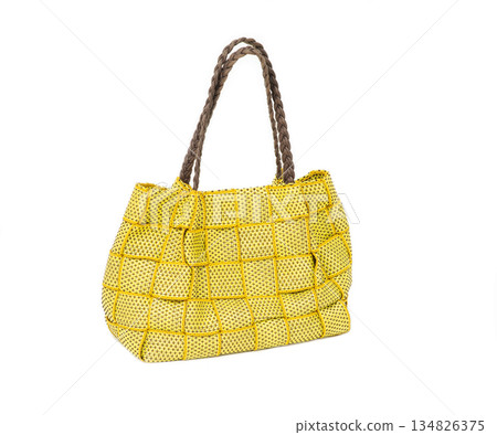 yellow female bag on white isolated background 134826375