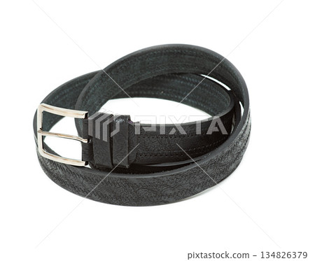 Leather belt on white background 134826379