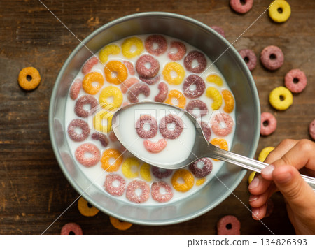 delicious and nutritious fruit cereal loops flavorful delicious and nutritious fruit cereal loops flavorful 134826393