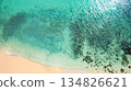 High angle view of the sea and sandy beach on the island, beautiful blue water. 134826621