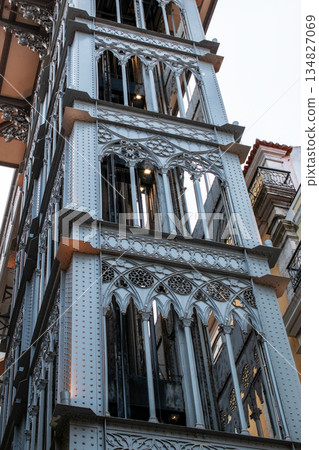 Historic Ornate Elevator Tower with Decorative Ironwork 134827069