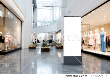 Blank billboard in public department stores, clothing stores 134827503