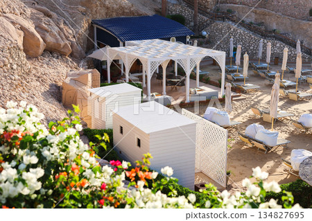 An exclusive private beach at a luxury hotel in Egypt 134827695