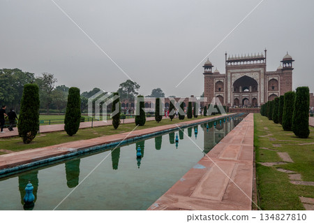India, Agra, the Great Gate, Darwaza-i-Rauza, the monumental entrance to the Taj Mahal complex in Agra, India, Agra, the Great Gate, Darwaza-i-Rauza, the monumental entrance to the Taj Mahal complex in Agra, 134827810