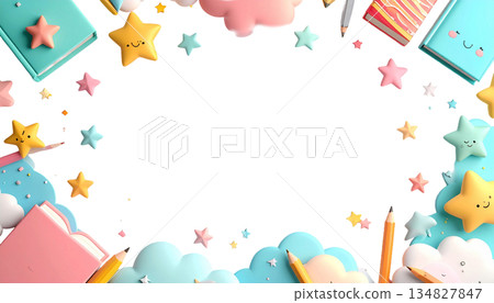 Transparent background Cute frame material for education and nursery schools 134827847