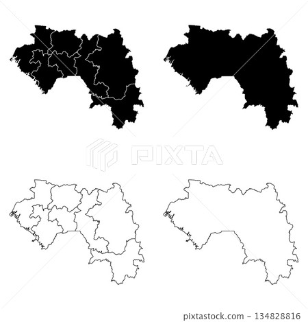 Guinea Outline and Solid Fill Map Set. Guinea Outline and Solid Fill Map Set. 134828816