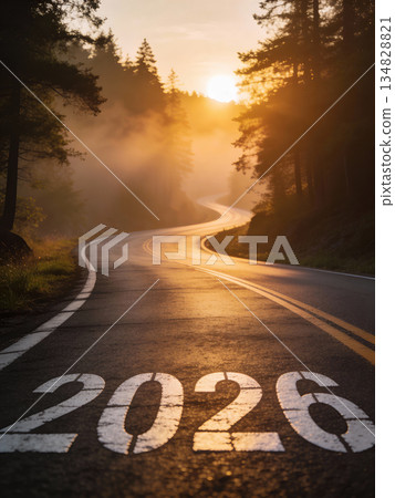 New Year 2026 road to success with sunrise and future vision concept New Year 2026 road to success with sunrise and future vision concept 134828821