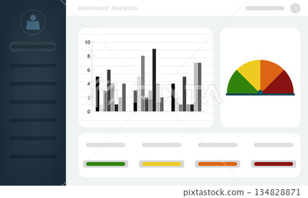 Business Analytics Dashboard Interface with Charts and Performance Metrics 134828871