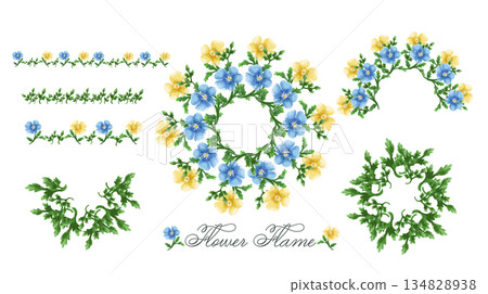 Watercolor floral frame set illustration in vector Watercolor floral frame set illustration in vector 134828938
